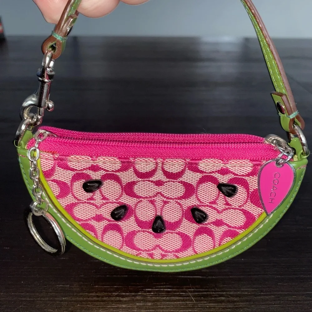 Coach Pink and Green Watermelon Wristlet - Picture 2 of 10
